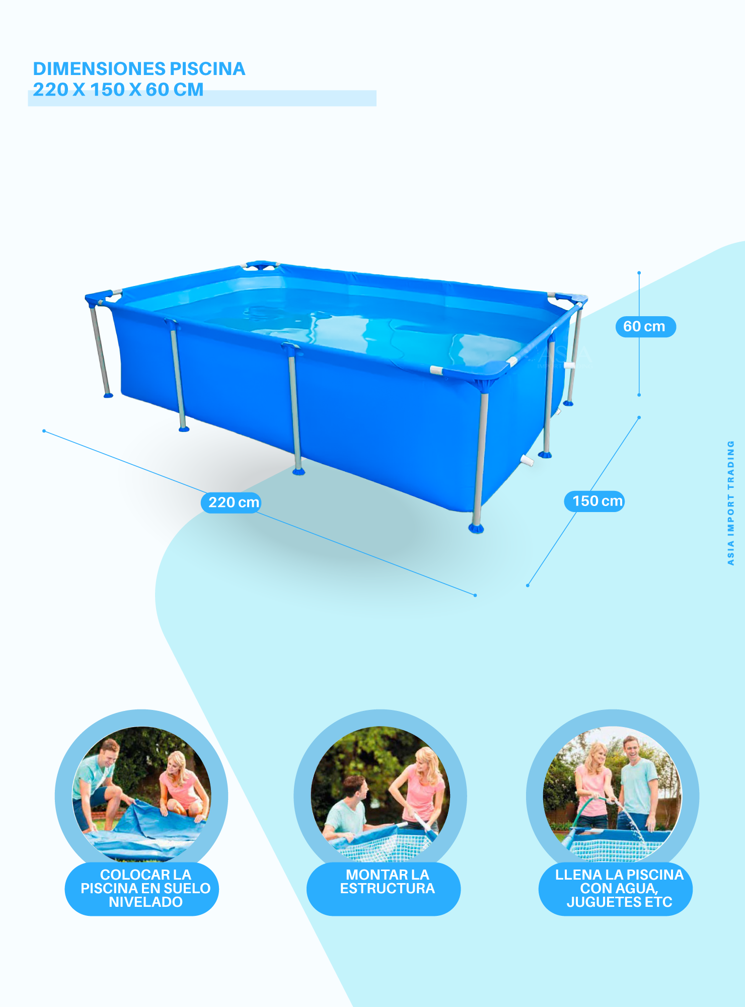 Piscina Estructural Rectangular 220cm-3