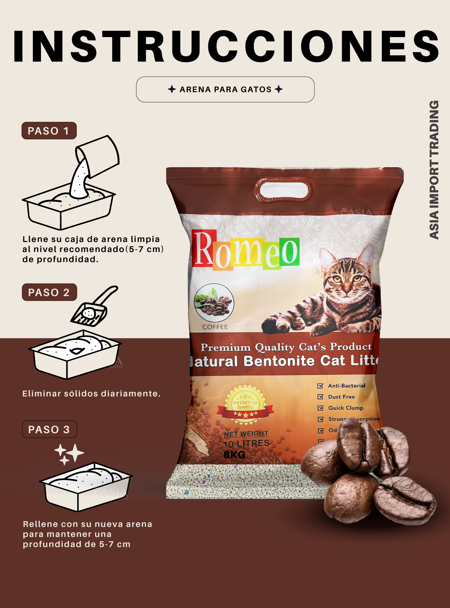 Arena Absorbente para gatos aroma Café 16k-4