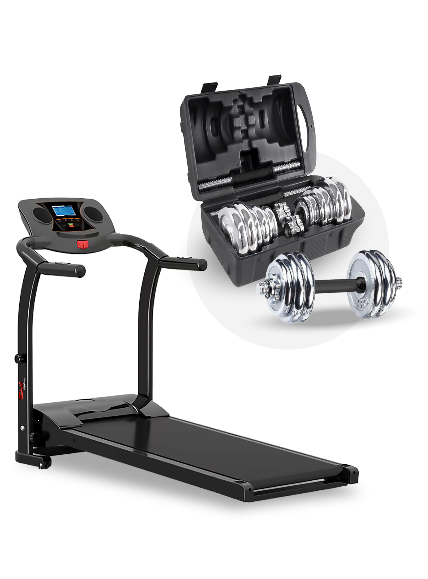 Pack Trotadora Treadmill II Negra + Set Mancuernas-0