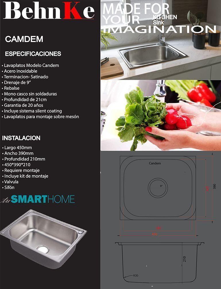 Lavaplatos Candem Sobre Mesón 1 Cubeta BEHNKE-2