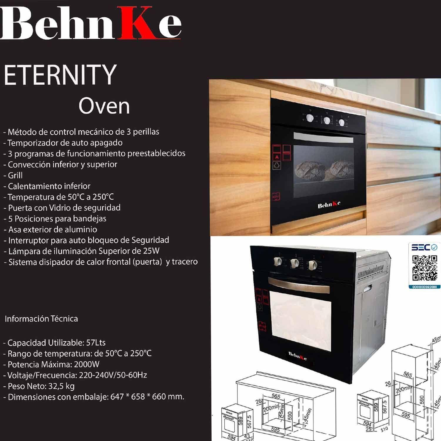 KIT HORNO ETERNITY + ENCIMERA VITRO 3 QUEMADORES + CAMPANA ETERNITY LED-3