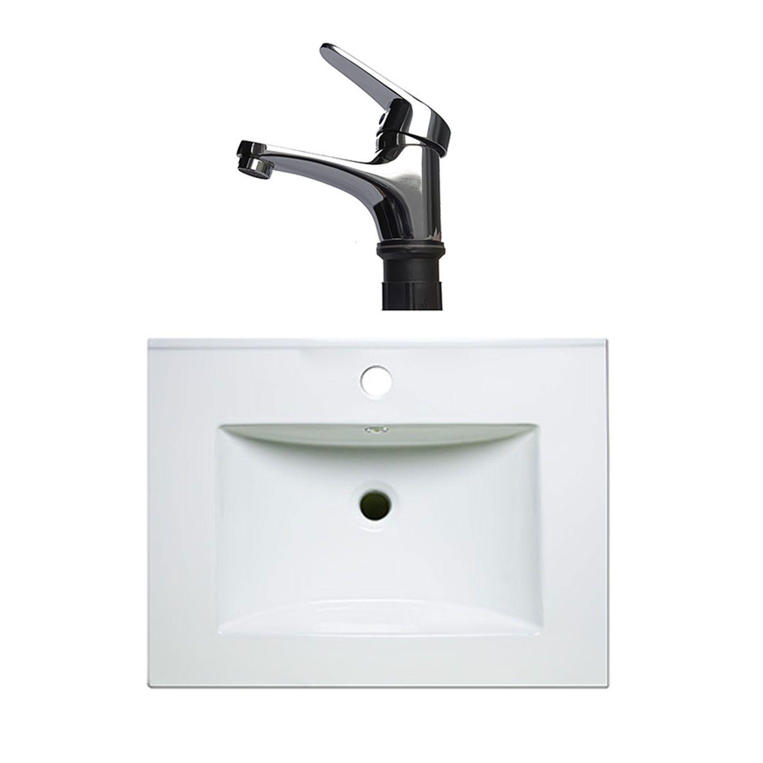 Dúo Kit cubierta de Lavamanos loza Blanca+Grifería Supreme-0