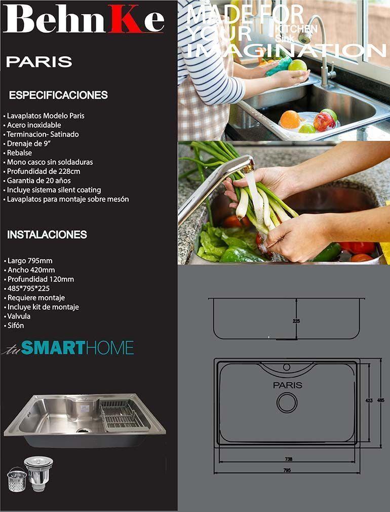 Lavaplatos Paris Sobre Mesón 1 Cubeta BEHNKE-2