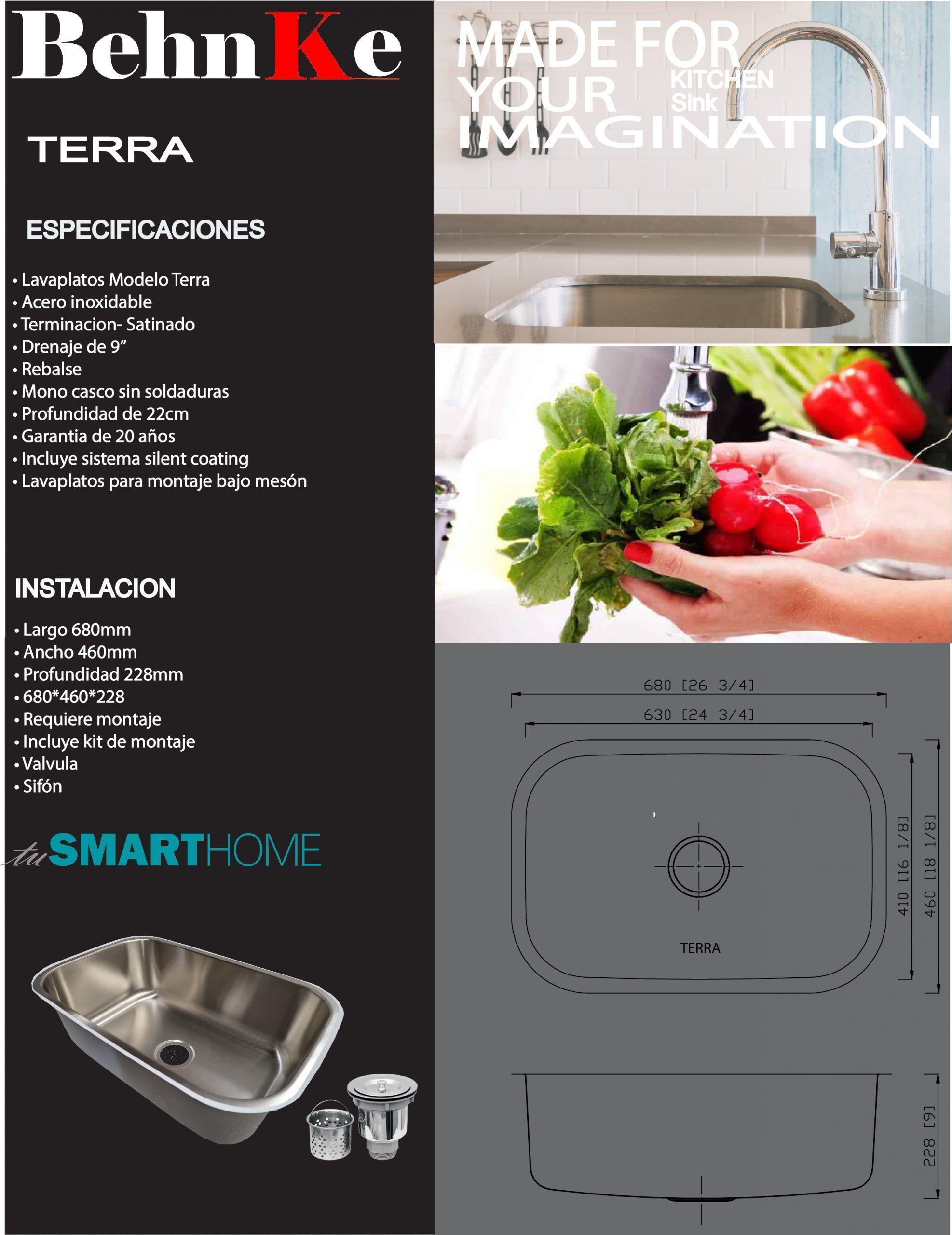 Lavaplatos Terra Bajo Mesón 1 Cubeta BEHNKE-2