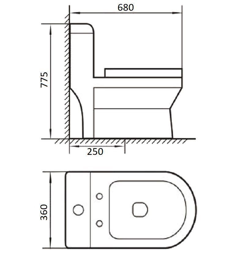 WC One Piece 250mm Piso Toscana-1
