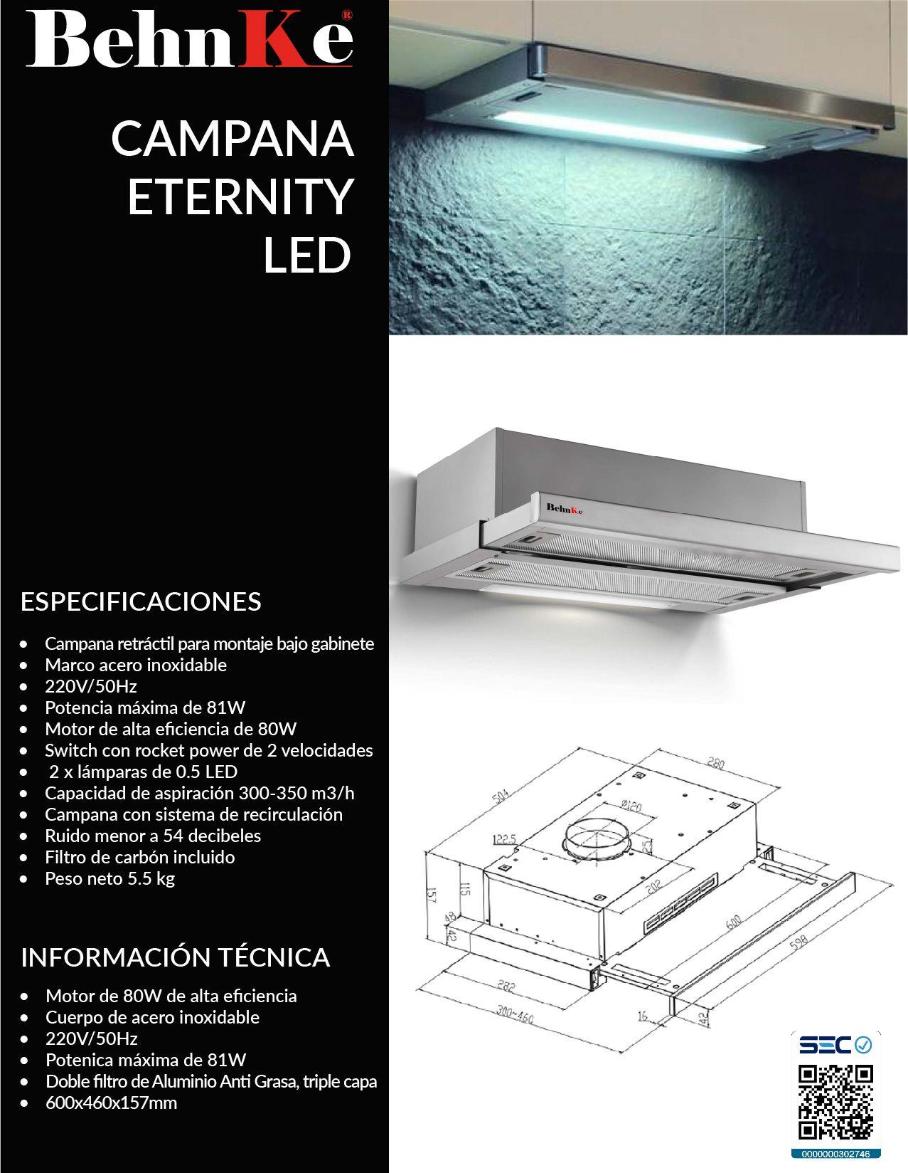 Campana Empotrable Eternity Led Inox-1