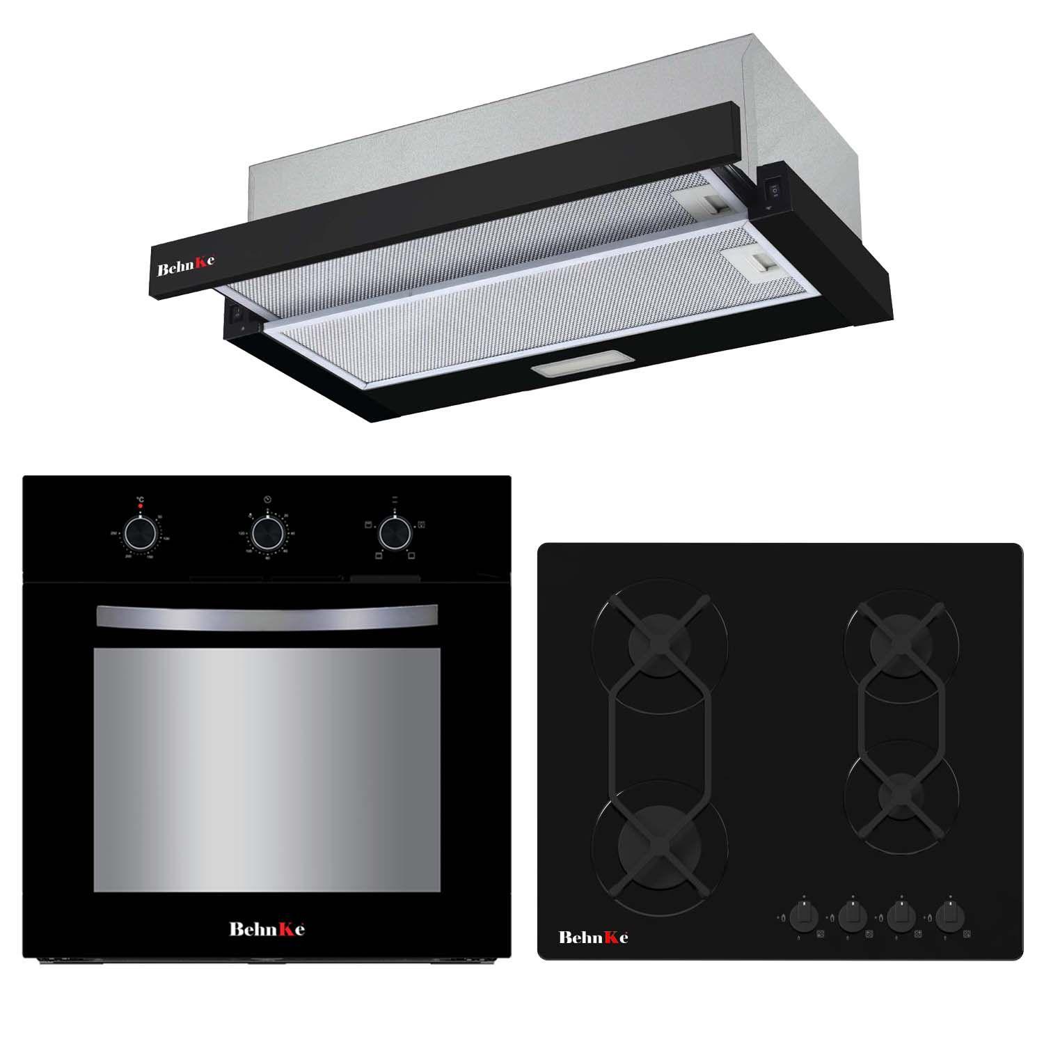 Kit Horno + Encimera Vitro Gas 4 Q + Campana Eternity Negra-0
