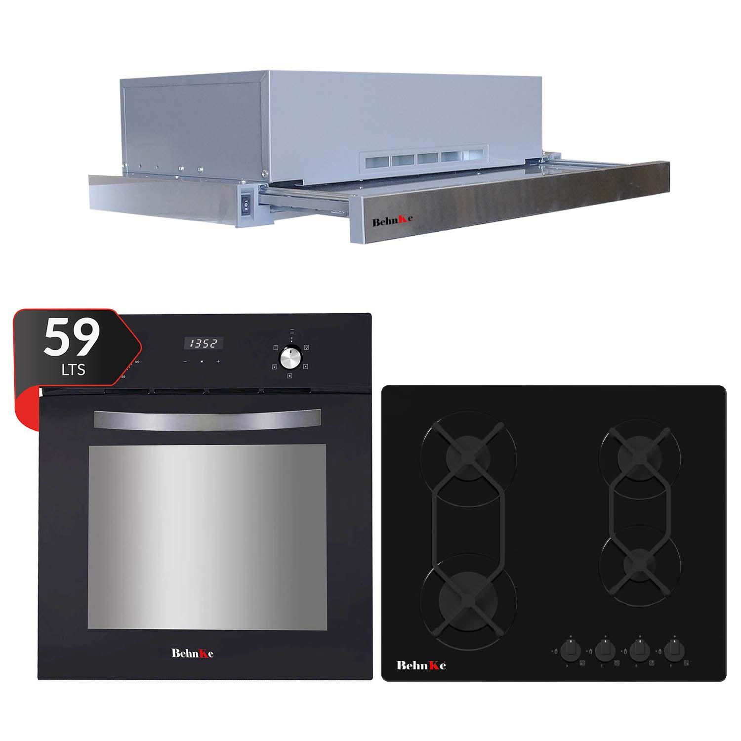 Kit Empotrable Horno+Encimera Vitro gas 4 Q+Campana-0