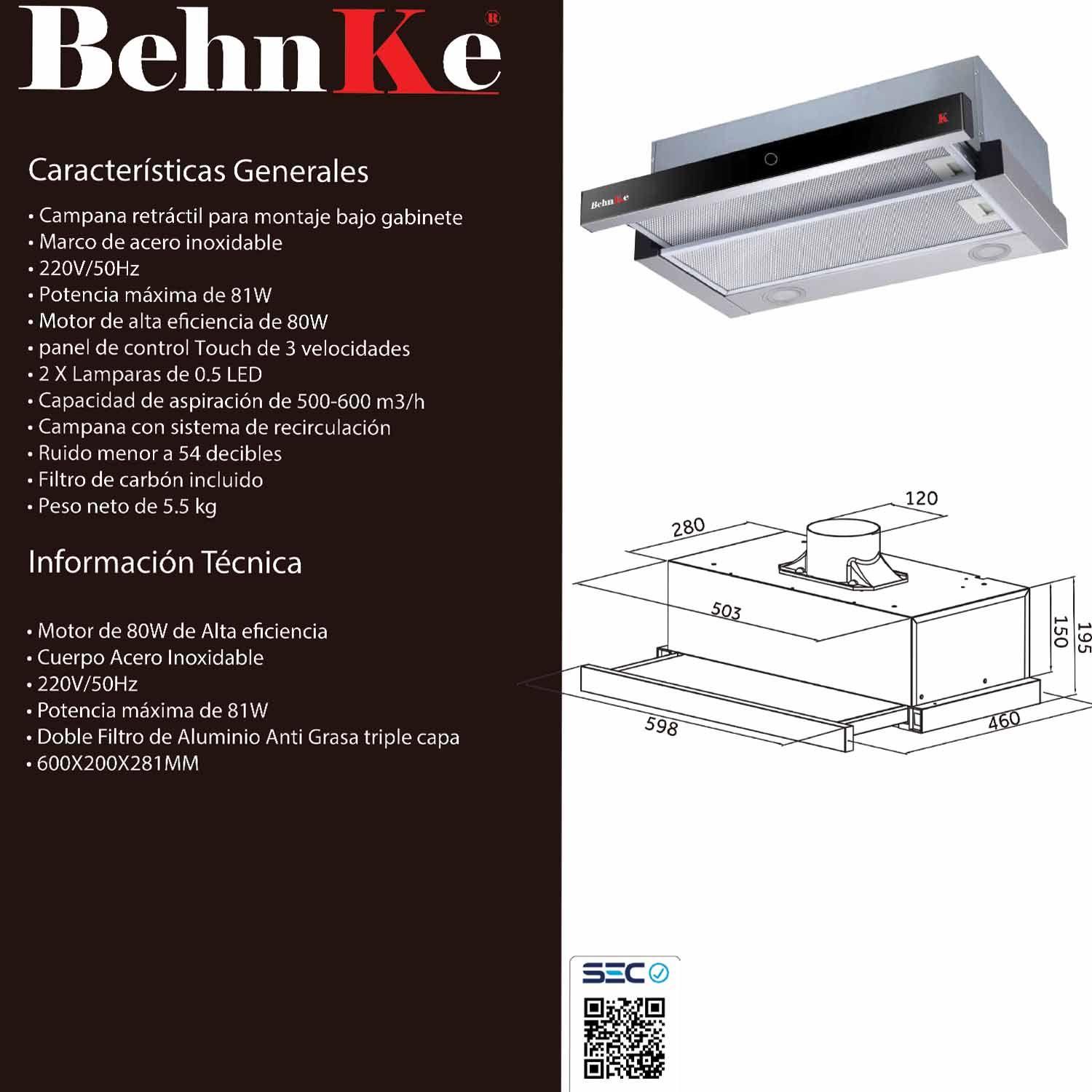 Campana Empotrable Retractil Touch Futura-2