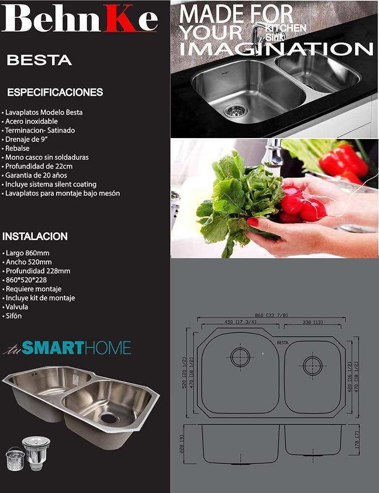 Lavaplatos Besta Bajo Mesón 2 Cubetas BEHNKE-2