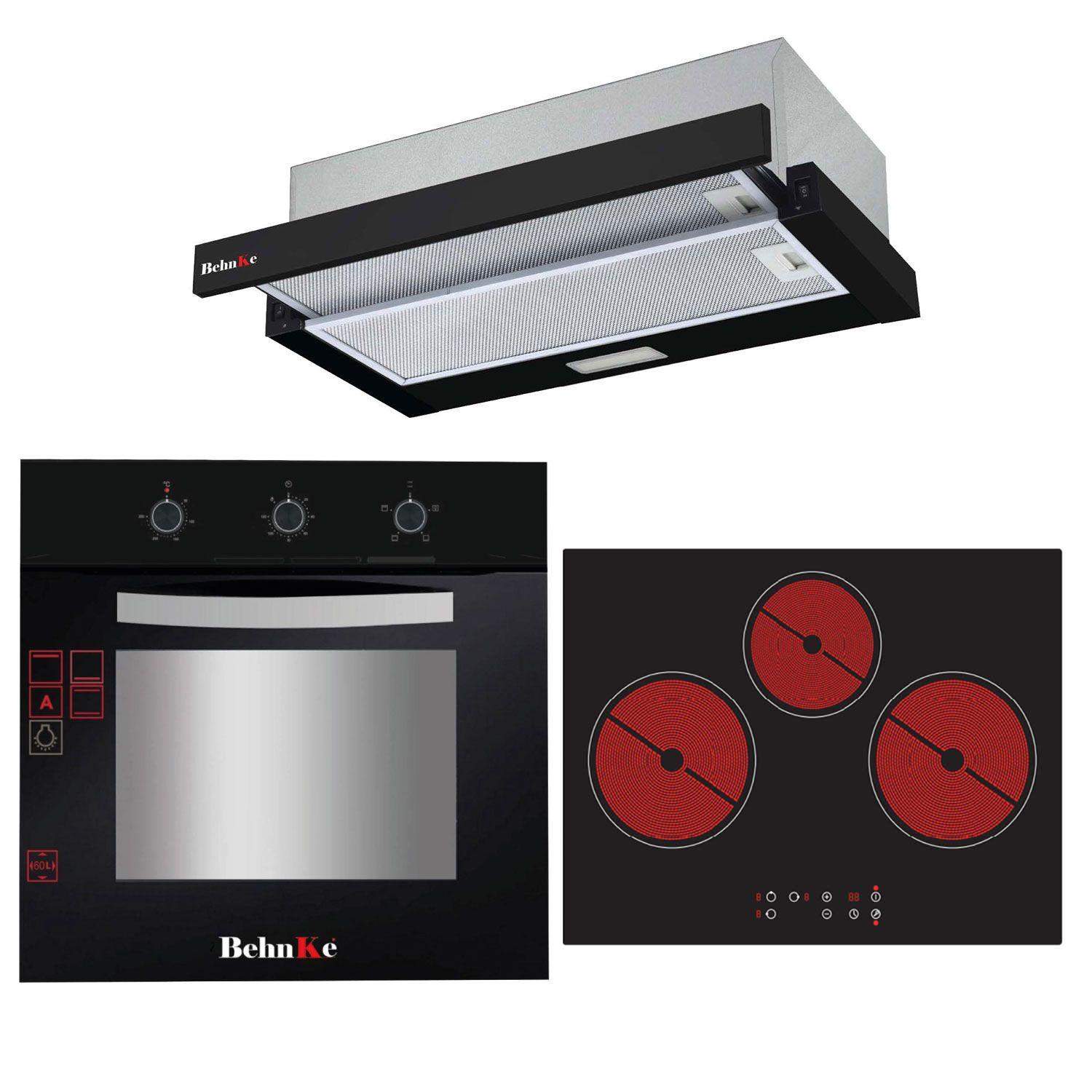 Kit Empotrado Horno+Encimera Eléctrica 3 Platos+Campana-0