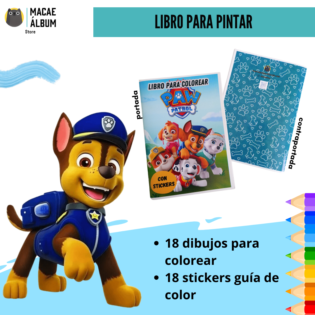 Libro Para Pintar Paw Patrol con stickers-0