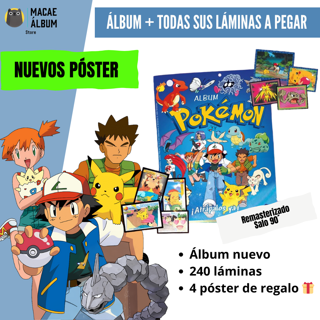 Álbum Pokemón rmst 90 + Todas Sus Láminas A Pegar-1