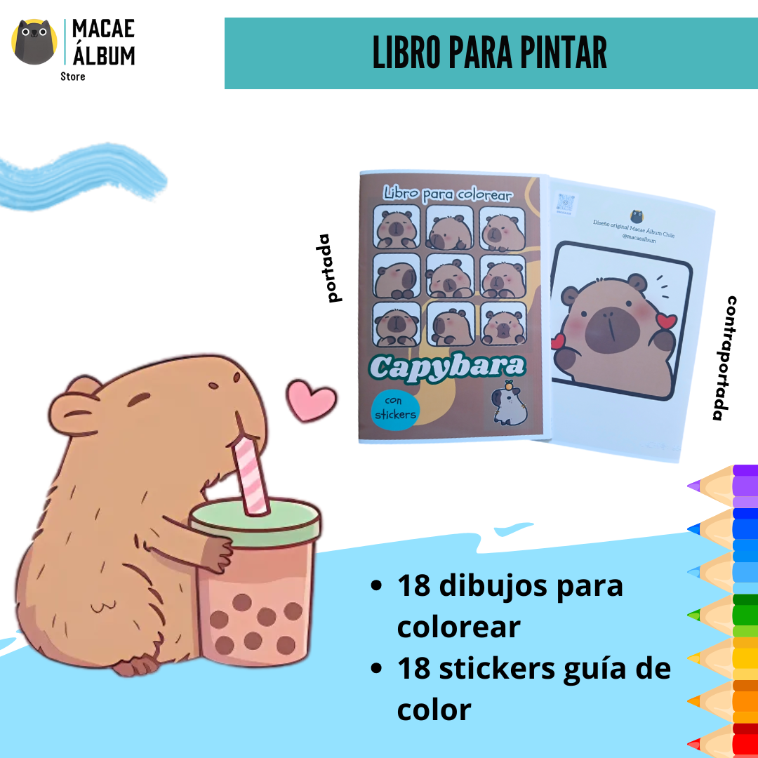 Libro Para Pintar Capibara con stickers-0