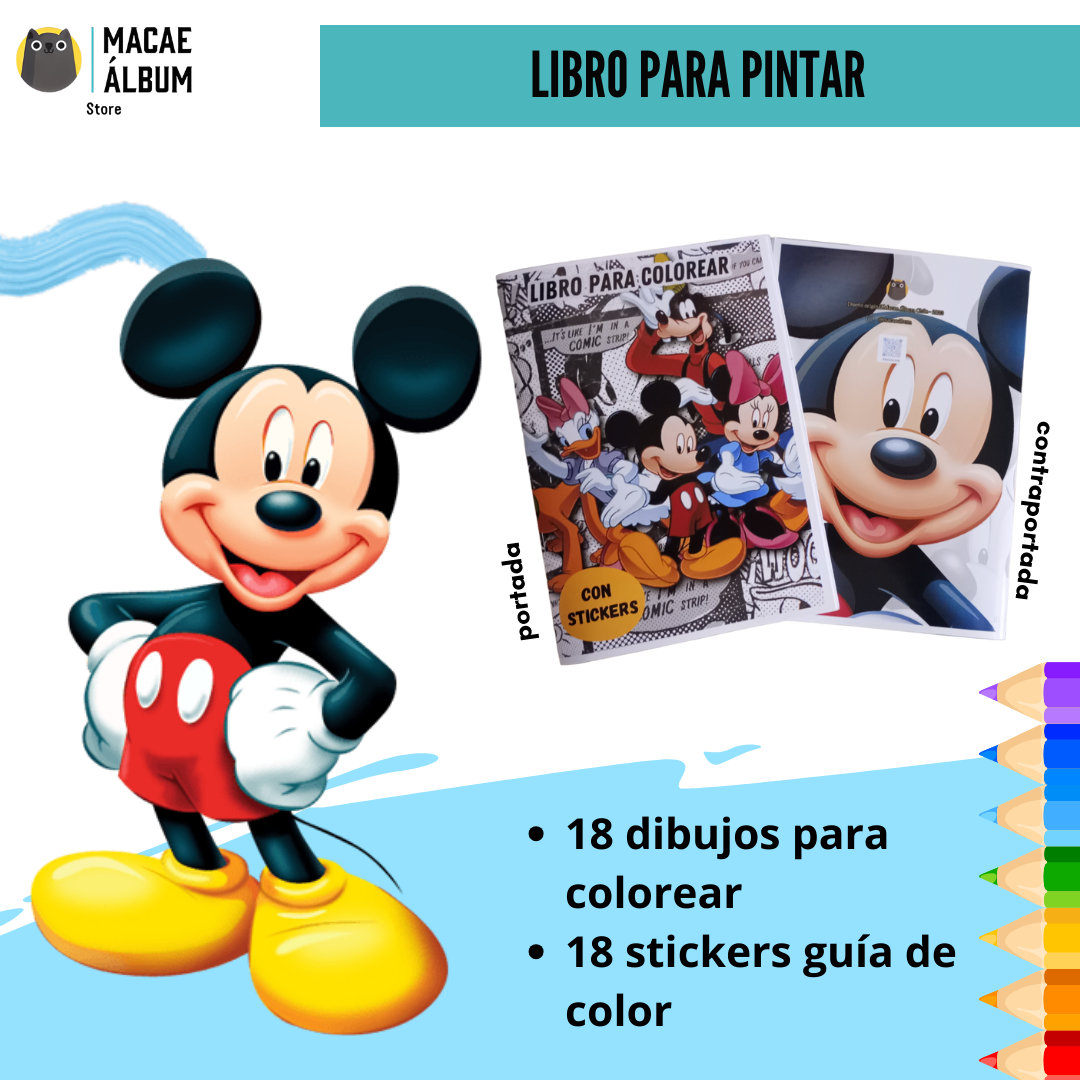 Libro Para Pintar Mickey Mouse con stickers-0