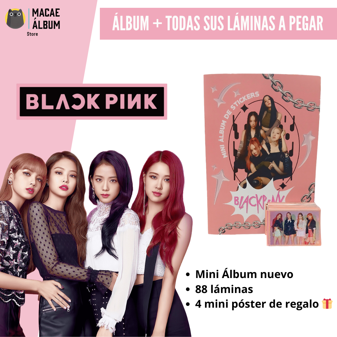 Mini Álbum Black Pink + Todas Sus Láminas A Pegar-0