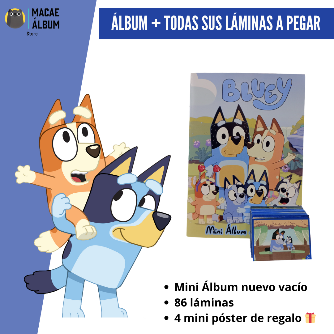 Mini Álbum Bluey + Todas Sus Láminas A Pegar-0