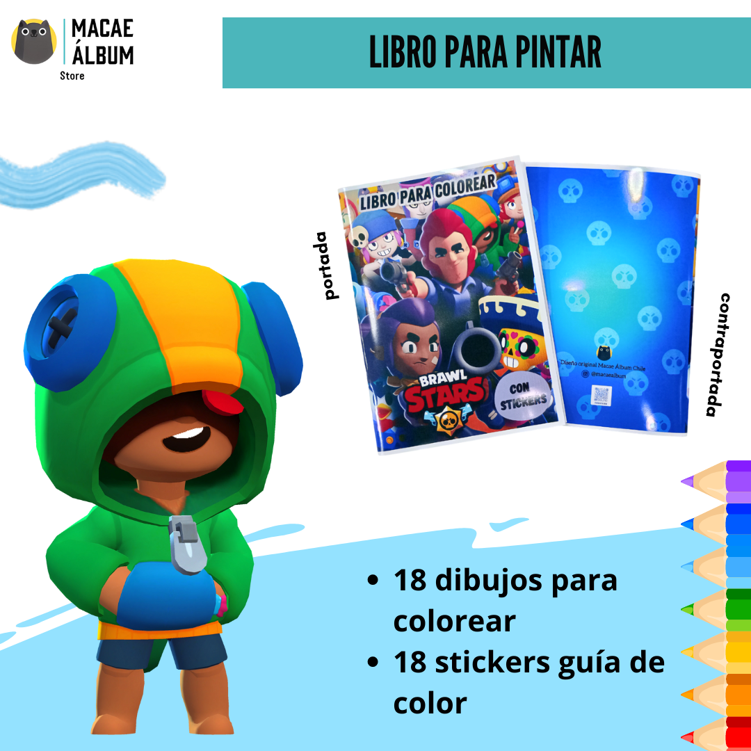 Libro para pintar Brawl Stars con stickers-0