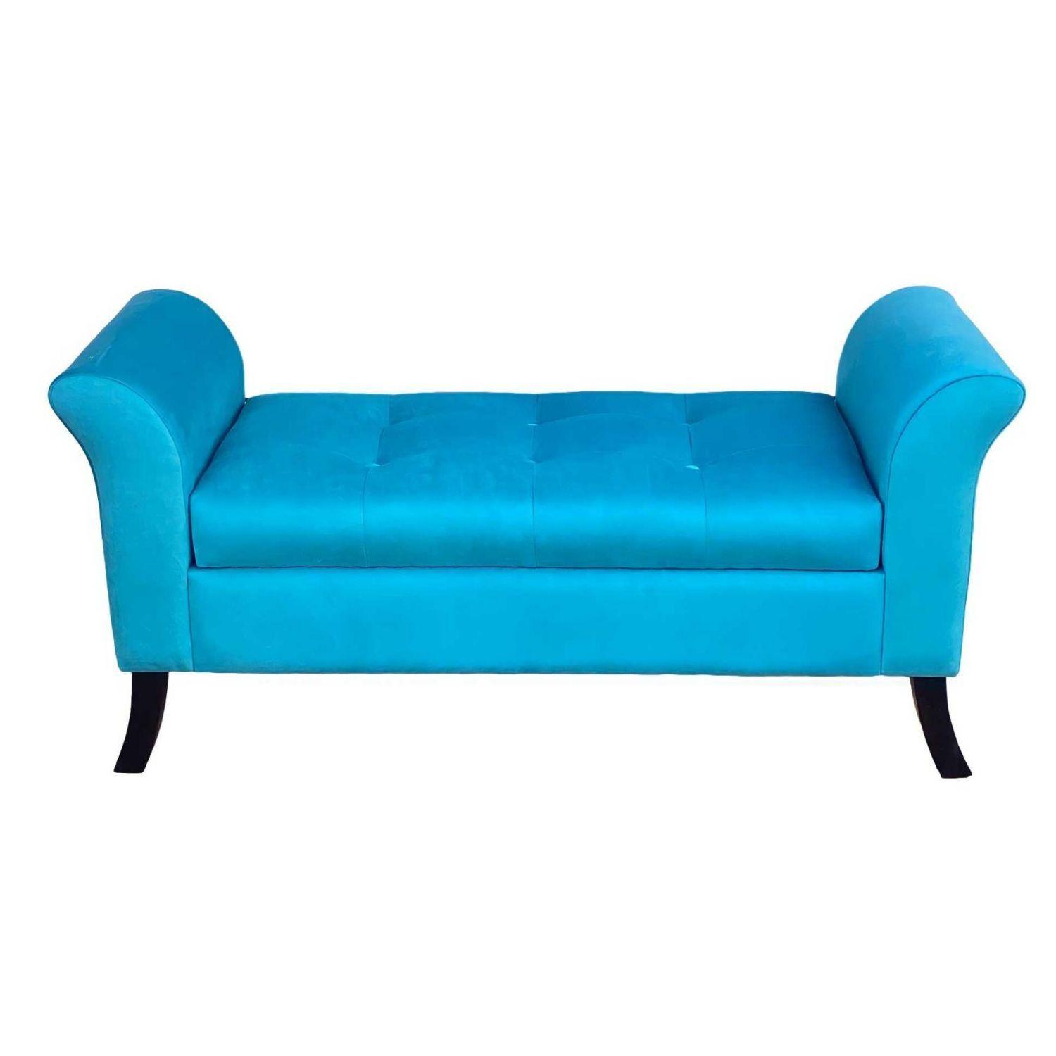 Banqueta Baúl Verona Color Turquesa-2
