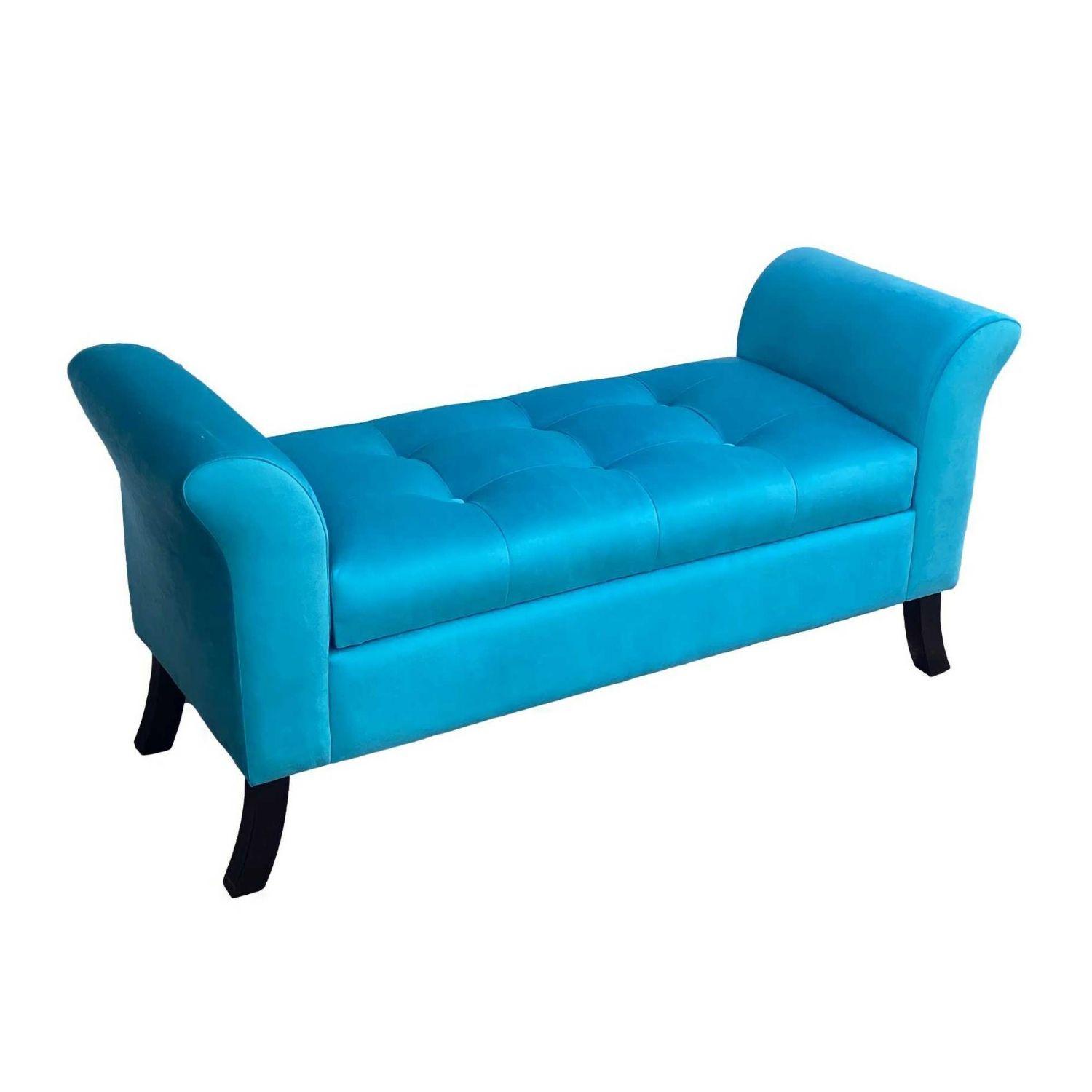 Banqueta Baúl Verona Color Turquesa-0