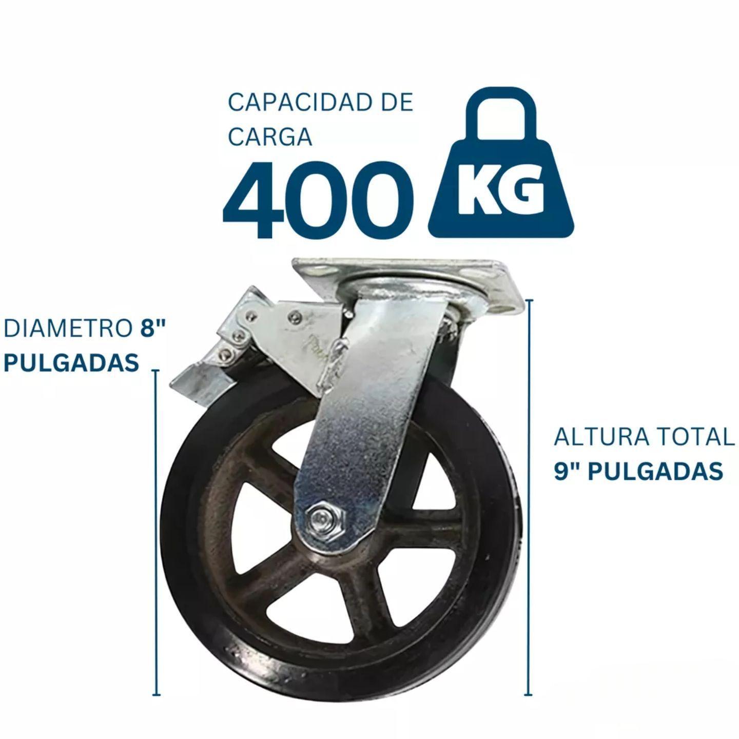 Rueda Con Freno Para Carro 8 Pulgadas 400 Kilos Dicas-2