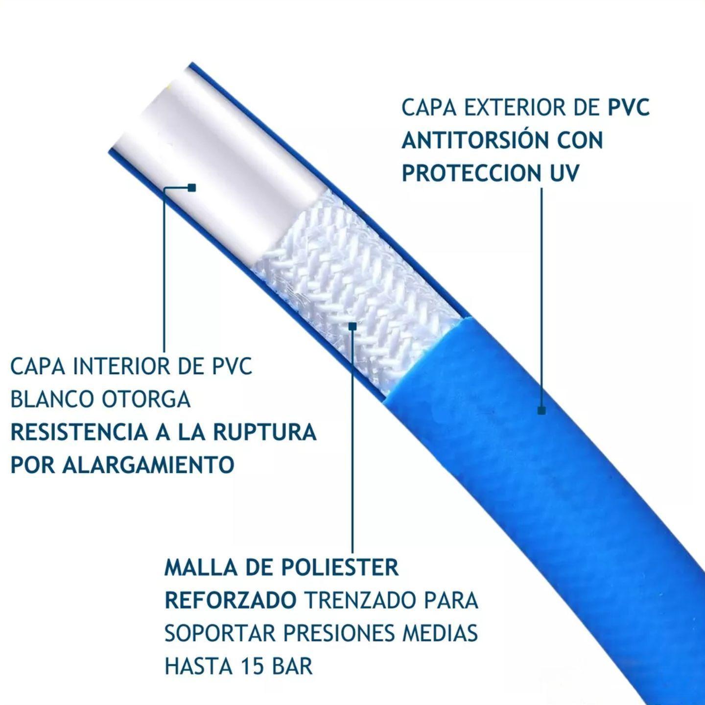 Manguera Para Jardin Con Malla Antitorsión 1/2 15 Metros Con Accesorios-2