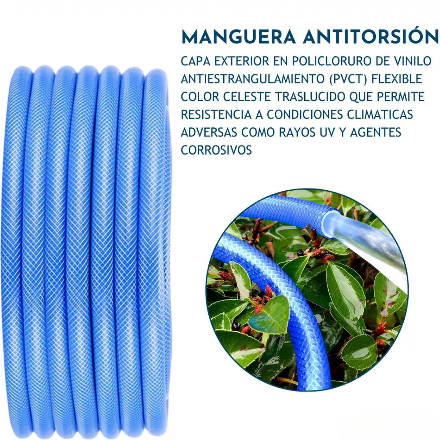 Manguera Para Jardin Con Malla Antitorsión 1/2 15 Metros Con Accesorios-5