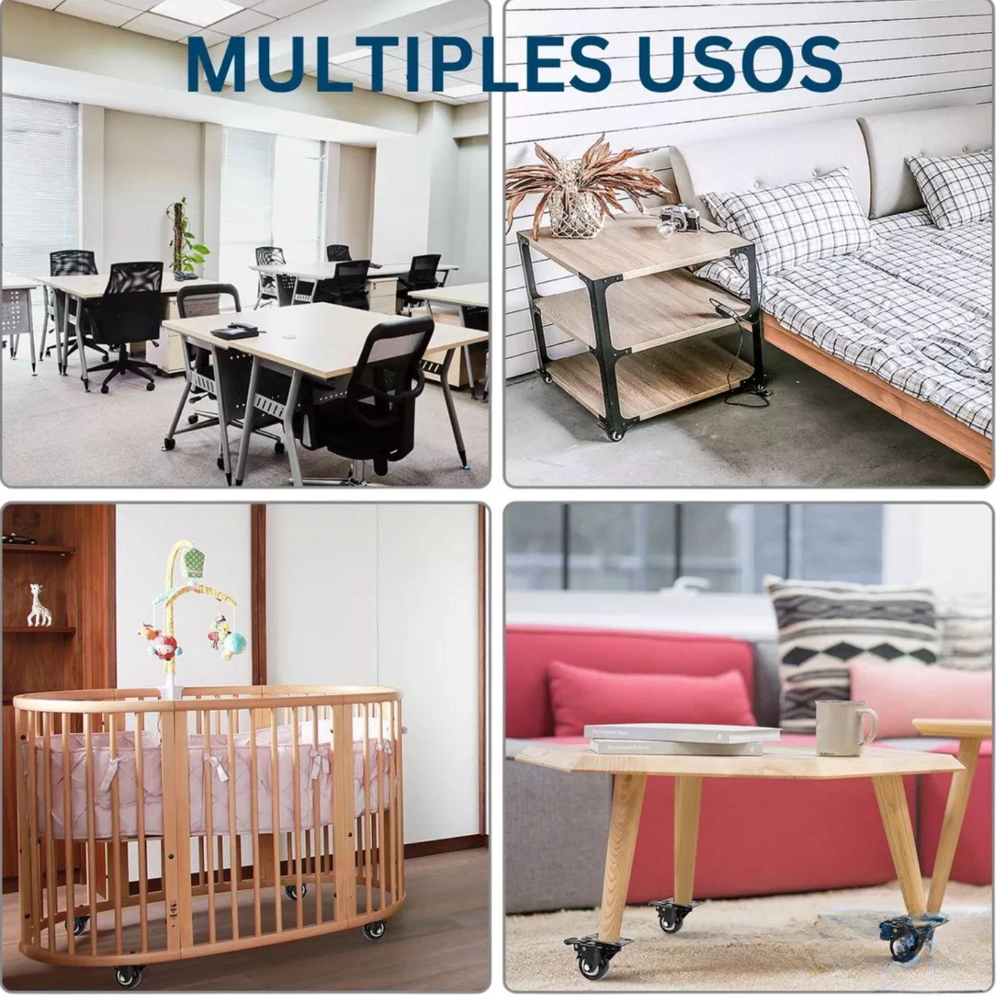 Ruedas Giratorias Con Freno Para Muebles Carritos 4 Pulgadas Negras 4 Unidades Dicas-6