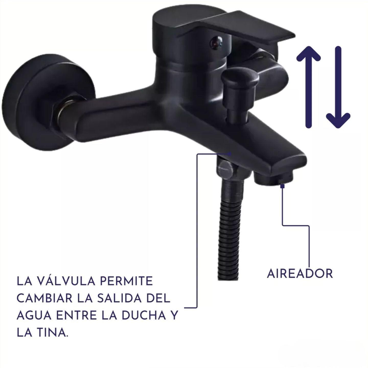 Llave Monomando Ducha Tina Negra Con Accesorios Ferretools-4