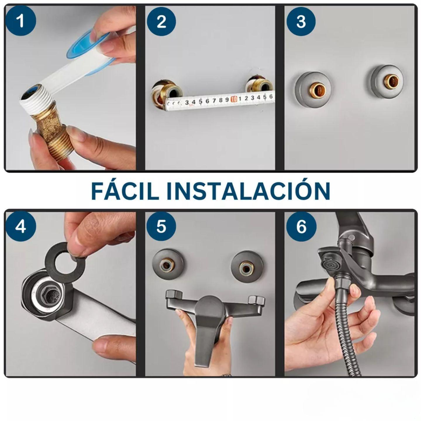 Llave Monomando Ducha Tina Negra Con Accesorios Ferretools-6