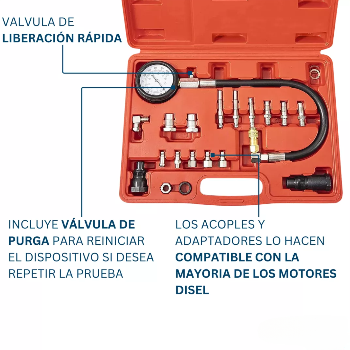 Medidor de Presión Compresimetro Para Vehiculos Diesel Torxmeter-3