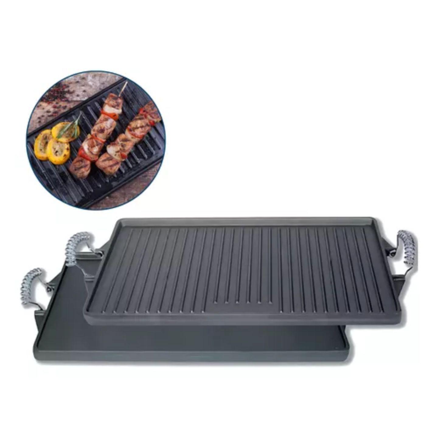 Plancha Churrasquera Para Cocina Con Asas Cromadas Inoxcrom-2