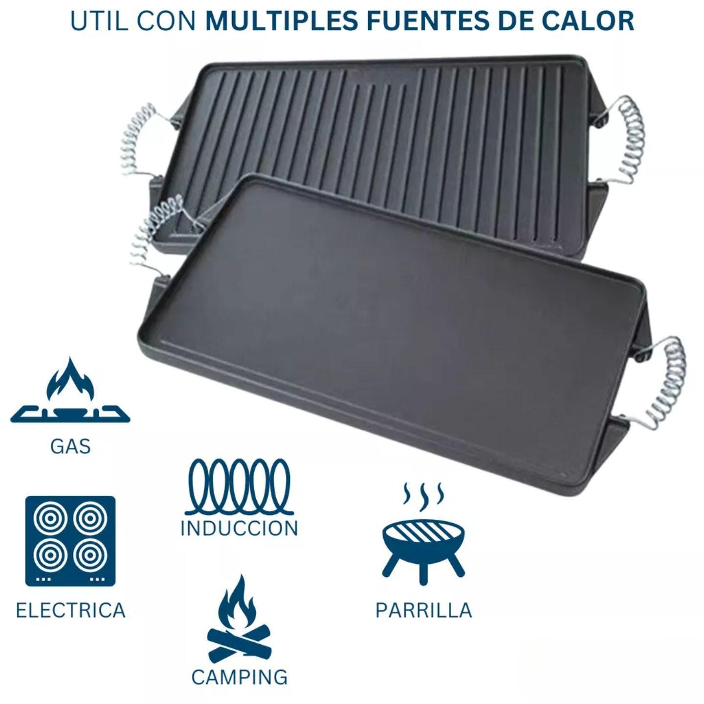 Plancha Churrasquera Para Cocina Con Asas Cromadas Inoxcrom-3