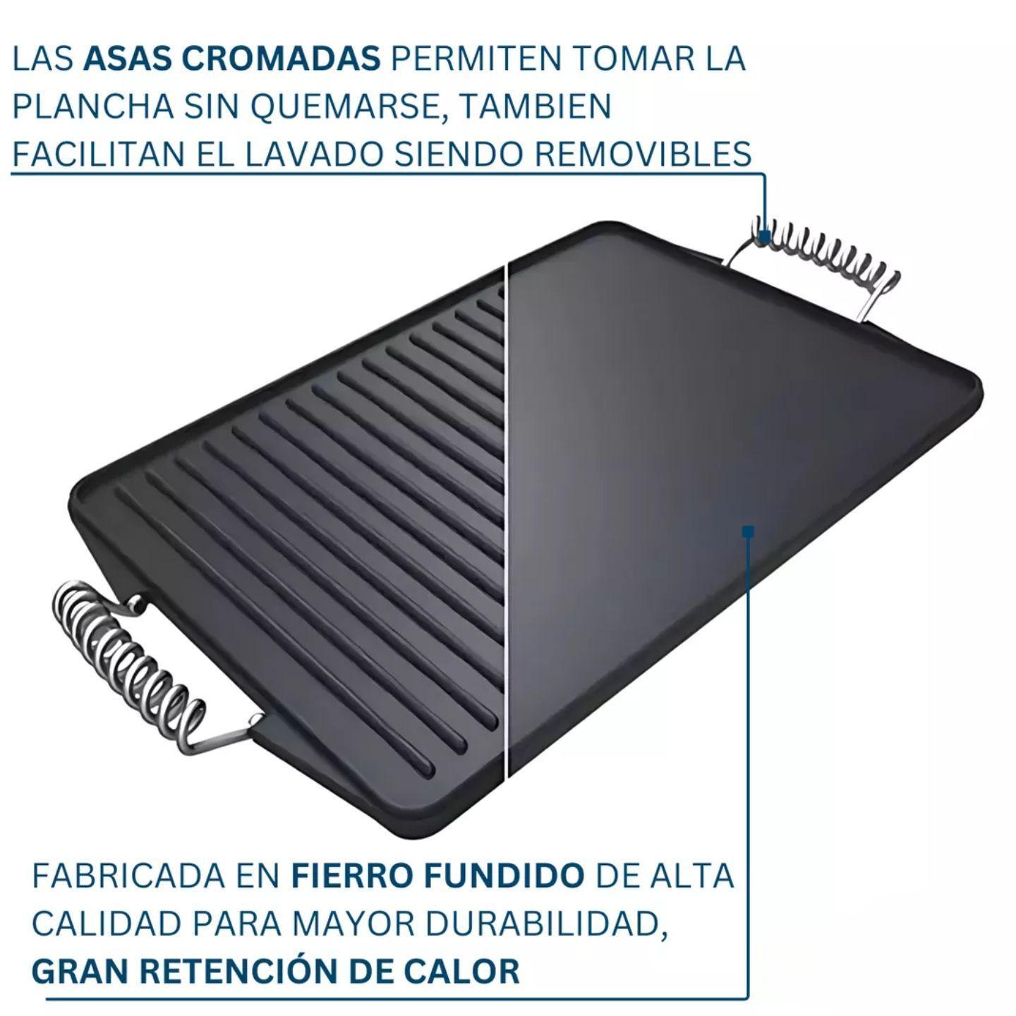 Plancha Churrasquera Para Cocina Con Asas Cromadas Inoxcrom-4
