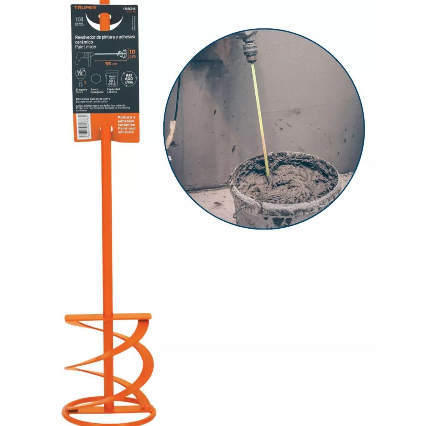 Revolvedor De Mezcla Pintura Bekron y Cemento 55 Cm Truper-3