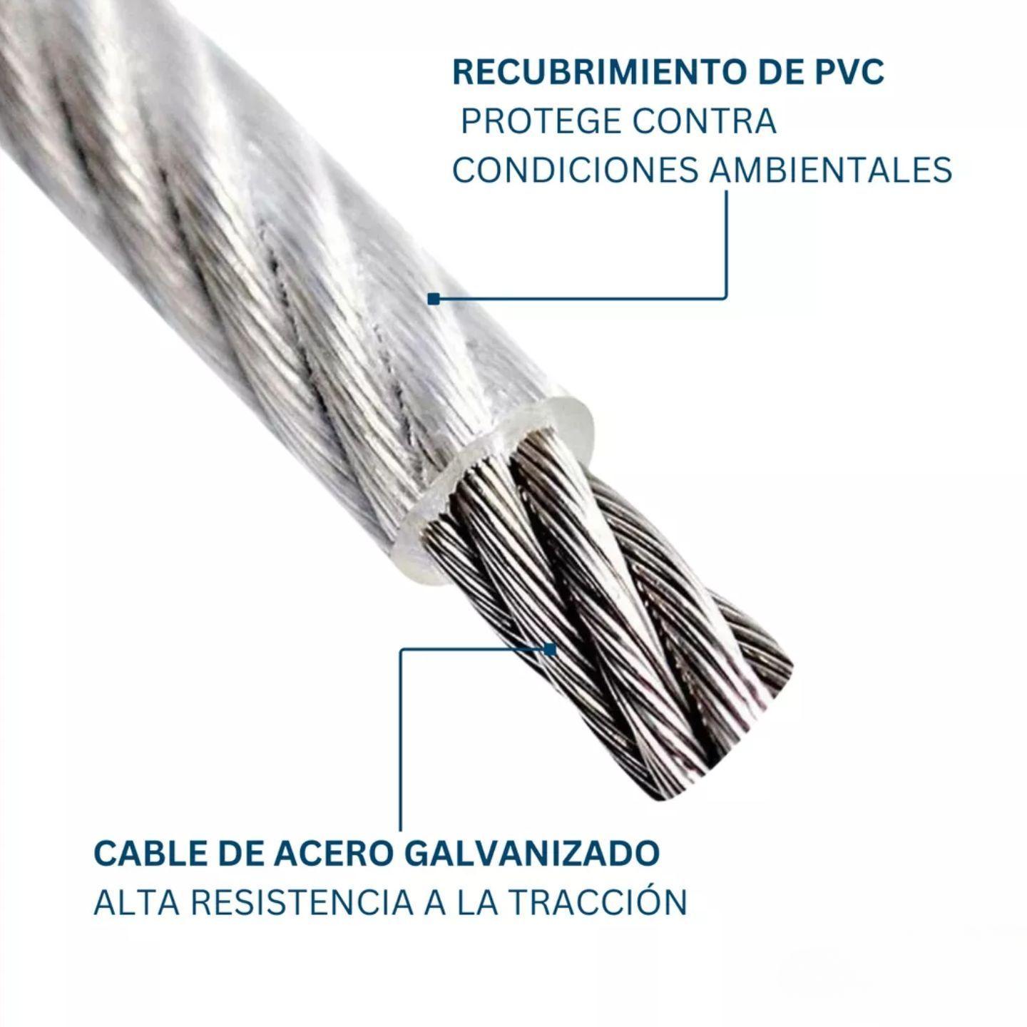 Piola Cable De Acero Forrado Pvc 2 Mm 100 Metros Dicas-2