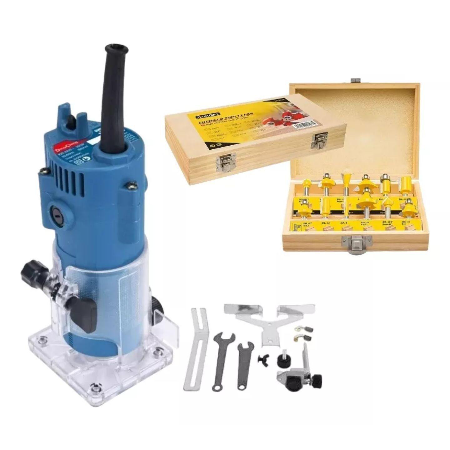 Fresadora Router 1/4 350 W Dongcheng Mas Fresas 12 Piezas Uyustools-0