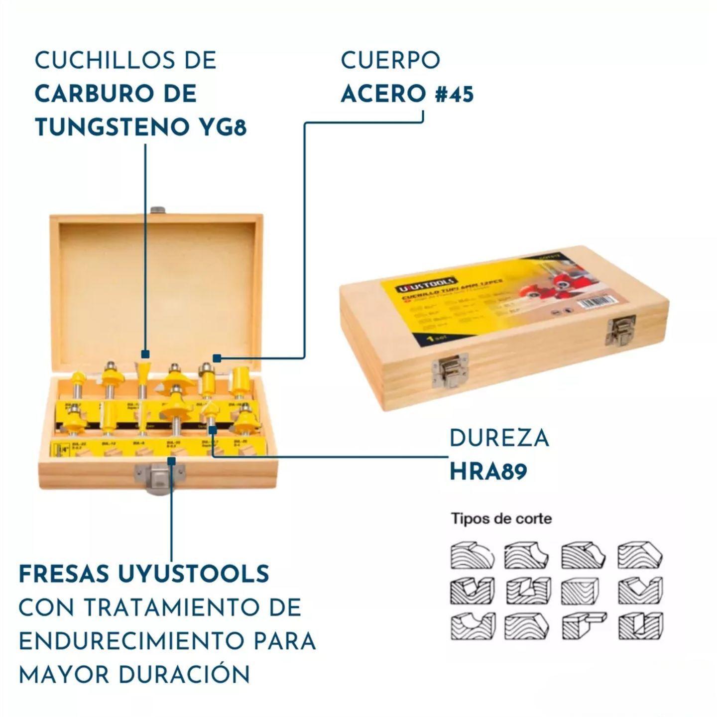 Fresadora Router 1/4 350 W Dongcheng Mas Fresas 12 Piezas Uyustools-3