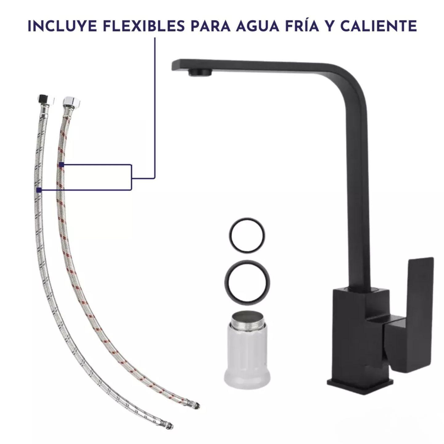 Llave Monomando Lavaplatos Cuadrada Negra Ferretools-3