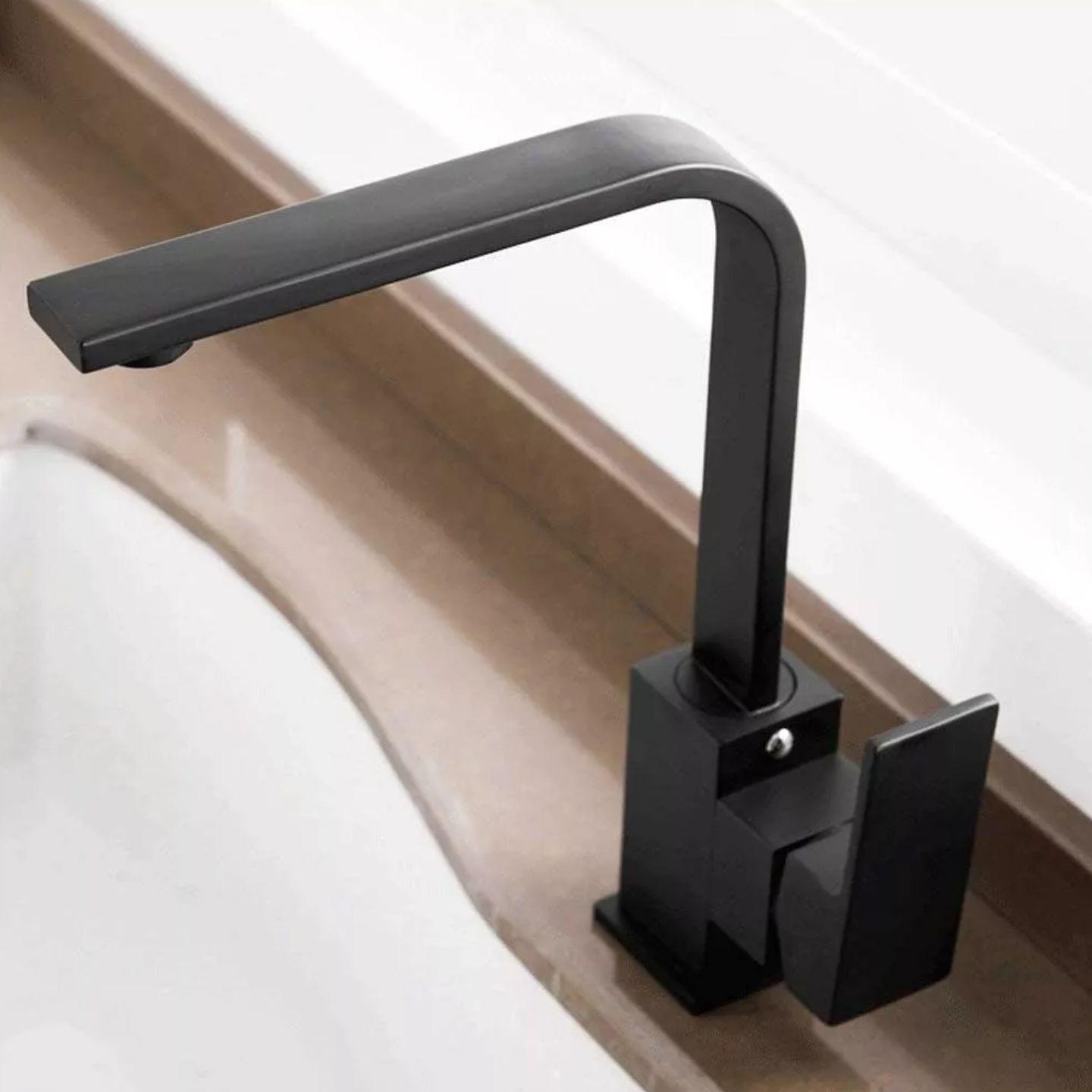 Llave Monomando Lavaplatos Cuadrada Negra Ferretools-4