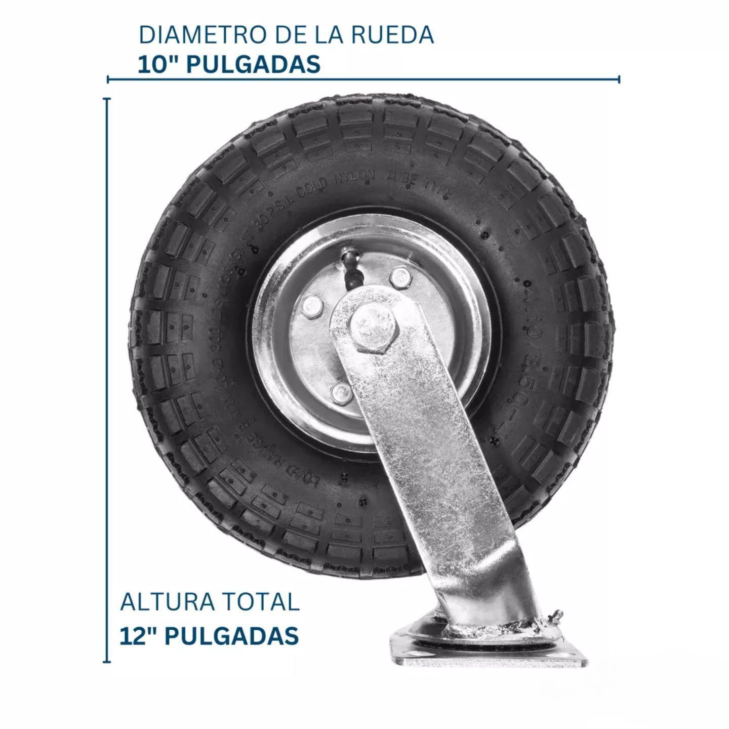 Ruedas Giratorias y Fijas Neumáticas 10 Pulgadas 4 Unidades Dicas-2