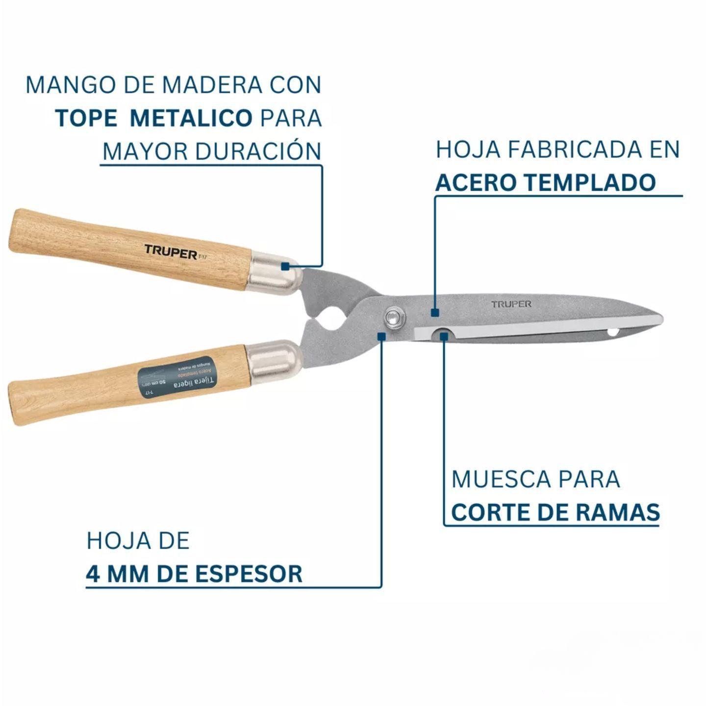Tijera Para Cortar Pasto Mango De Madera Truper-3