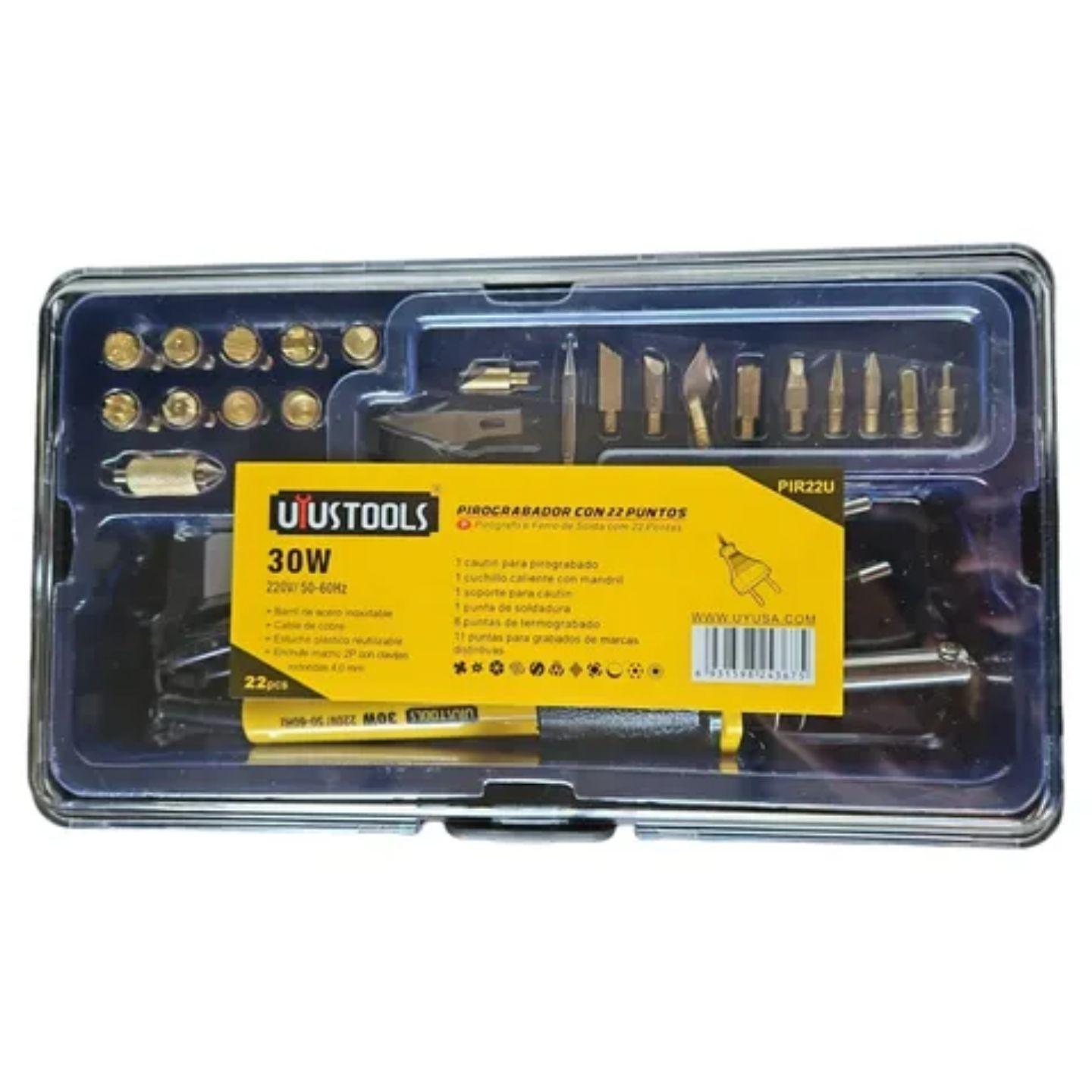 Pirograbador Cautin Para Madera Cuero 22 Puntas Uyustools-2