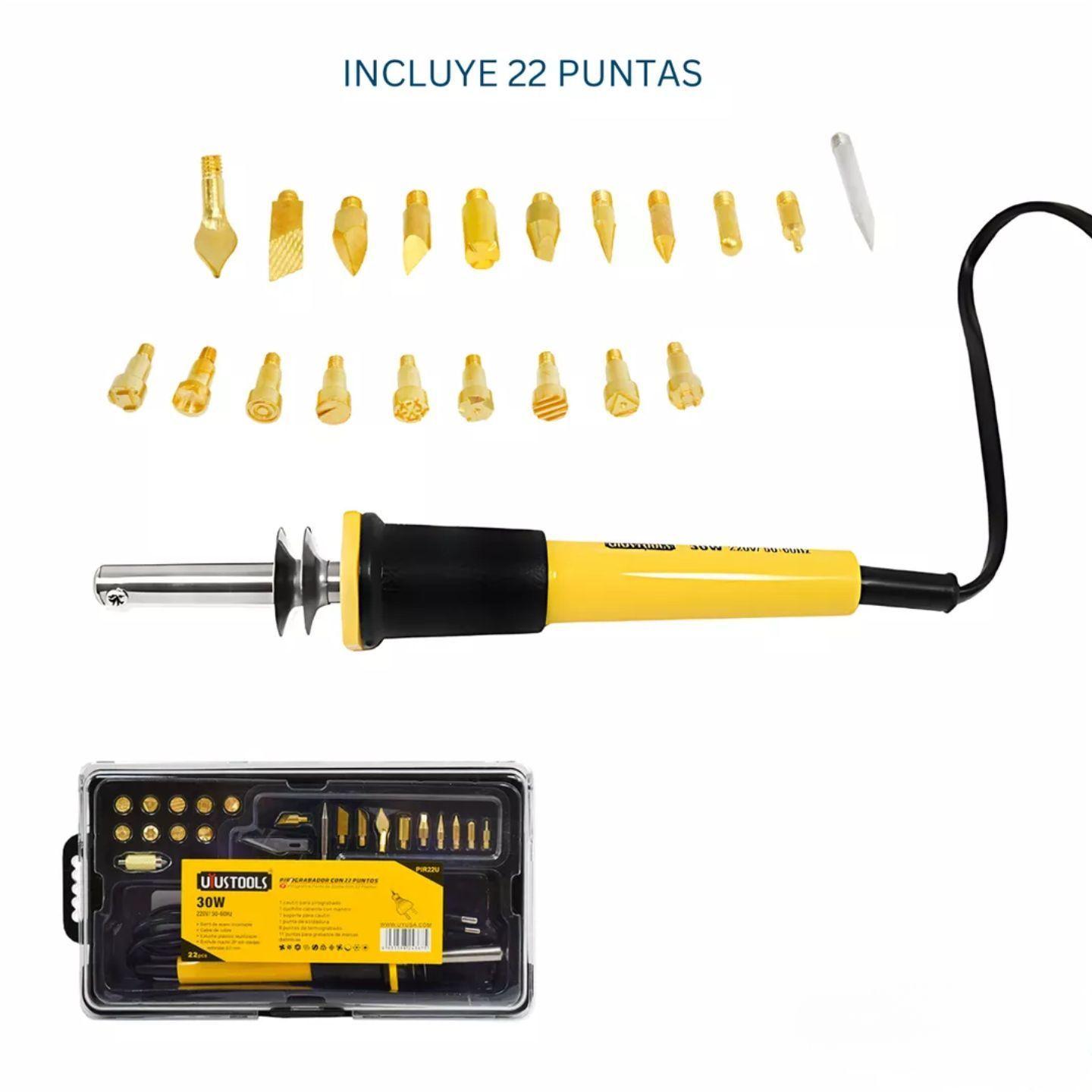 Pirograbador Cautin Para Madera Cuero 22 Puntas Uyustools-3