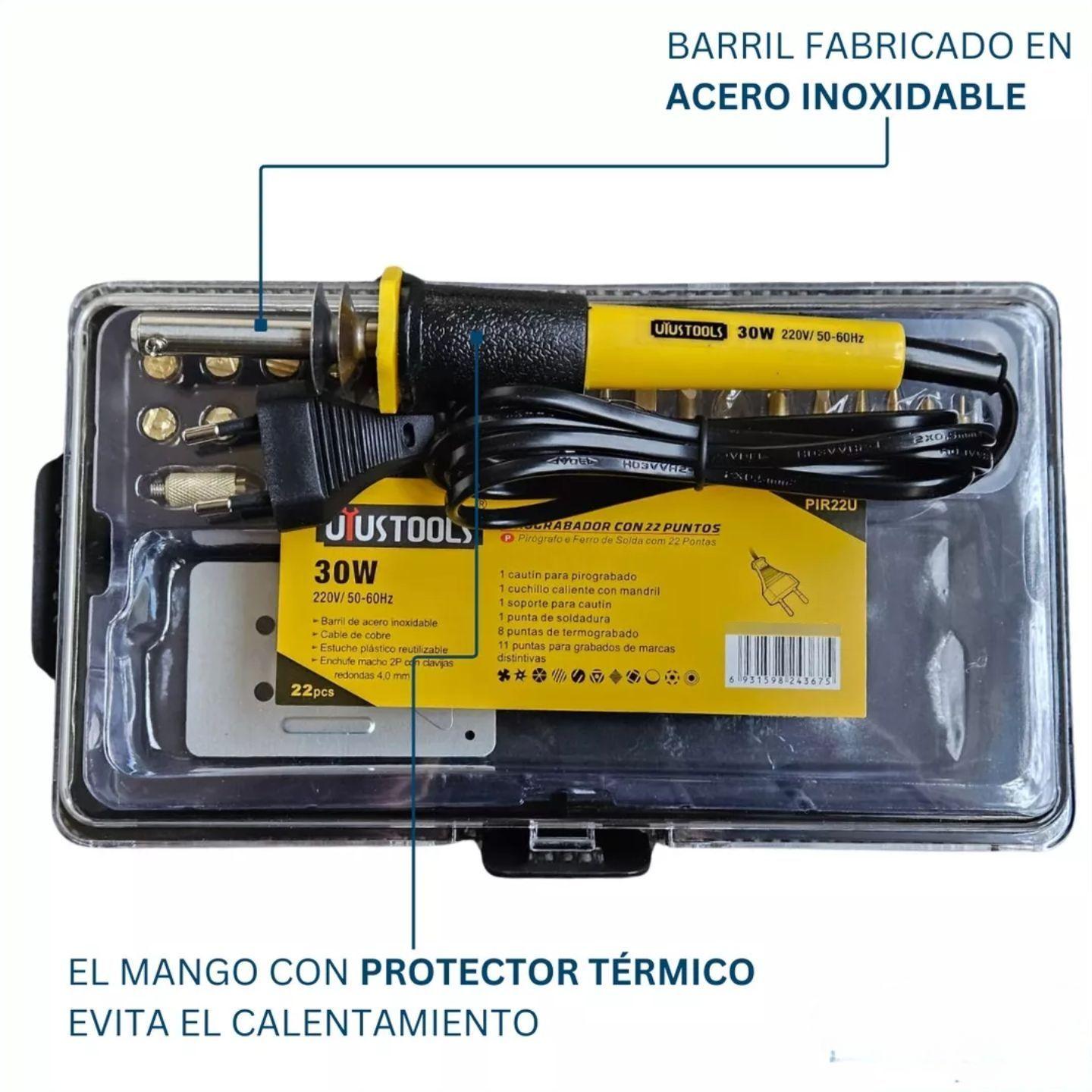 Pirograbador Cautin Para Madera Cuero 22 Puntas Uyustools-4