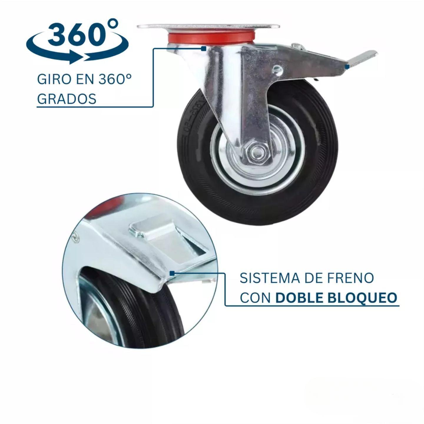 Ruedas Giratorias Con Freno Para Muebles Carritos 4 Pulgadas Metalicas 4 Unidades Dicas-2