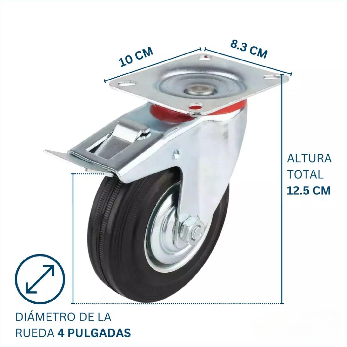 Ruedas Giratorias Con Freno Para Muebles Carritos 4 Pulgadas Metalicas 4 Unidades Dicas-3