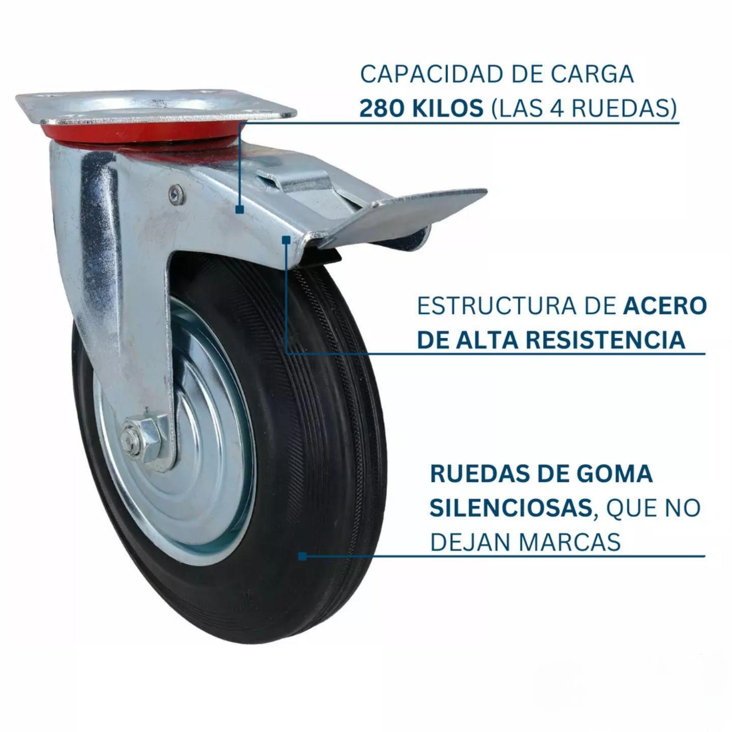 Ruedas Giratorias Con Freno Para Muebles Carritos 4 Pulgadas Metalicas 4 Unidades Dicas-4