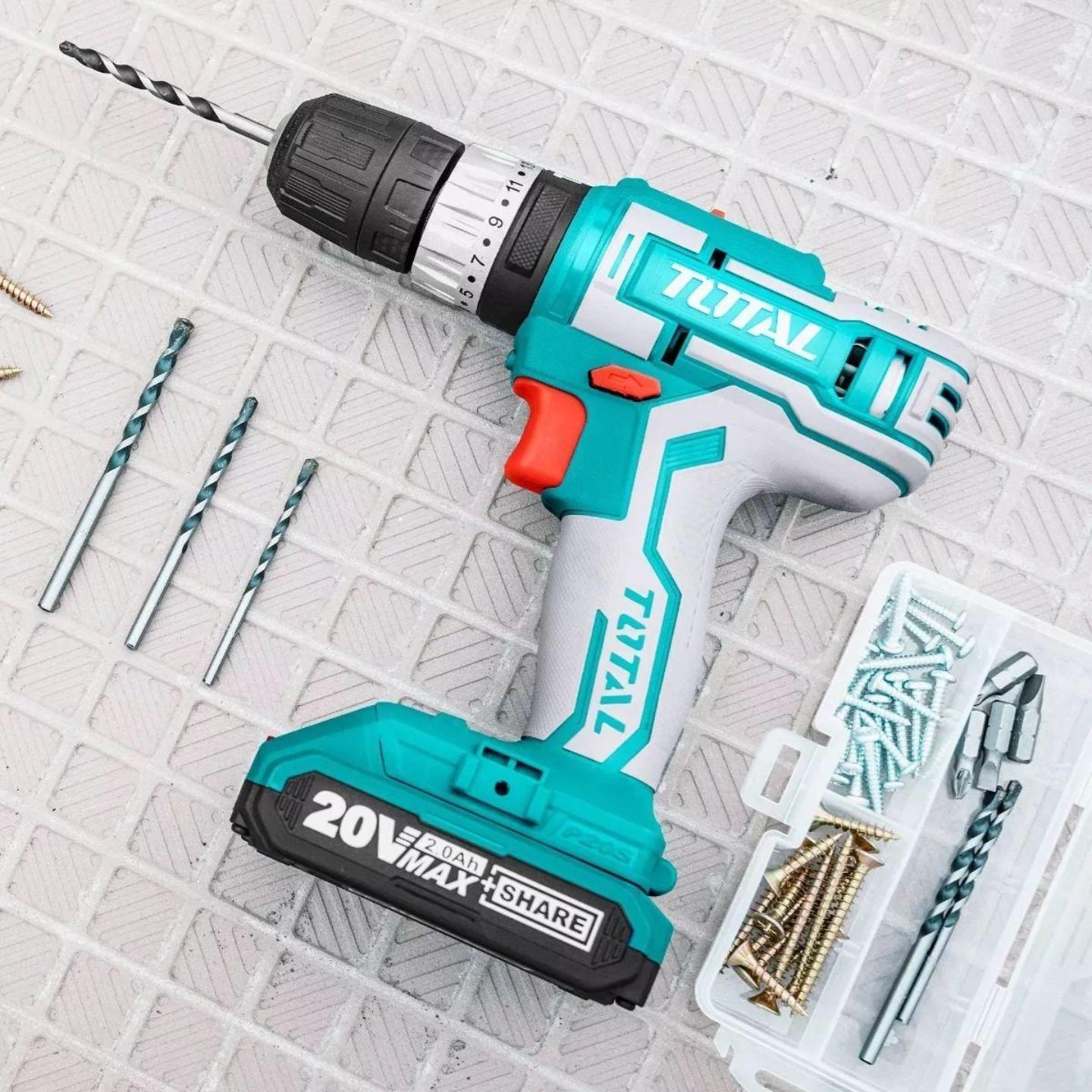 Taladro Atornillador Inalámbrico 10 Mm Con Accesorios Total-3
