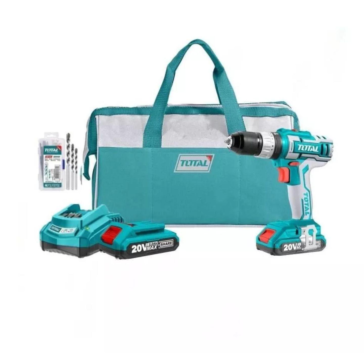 Taladro Atornillador Inalámbrico 10 Mm Con Accesorios Total-2
